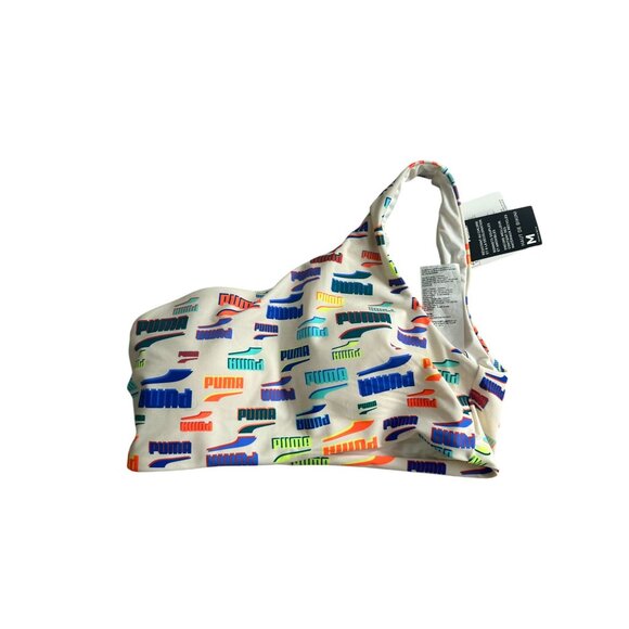 PUMA Women's Multicolor Logo One Strap Swim Bikini Top Size Medium NEW NWT - Picture 5 of 5